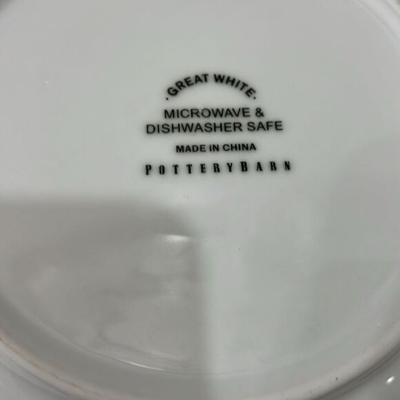 Pottery Barn White Ceramic Dinnerware Plate 10 1/2 Inches Round Deep Bowl Modern - Picture 4 of 11
